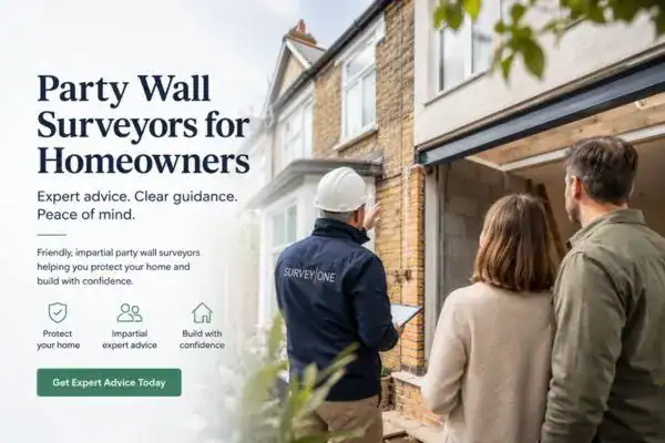 Image of couple with Party wall survey from Survey One Wolverhampton